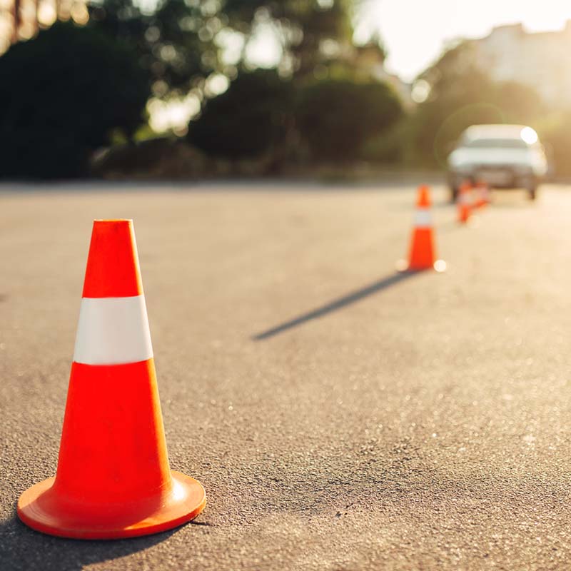 Cones for the examination, driving school concept Cones for the examination, driving school concept